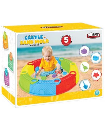 Детски комплект за пясък Pilsan - Форми за пясъчен замък с аксесоари - 2