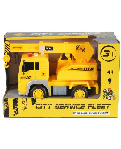 Детска играчка Moni Toys - Камион с кран със звук и светлини, 1:20 - 1