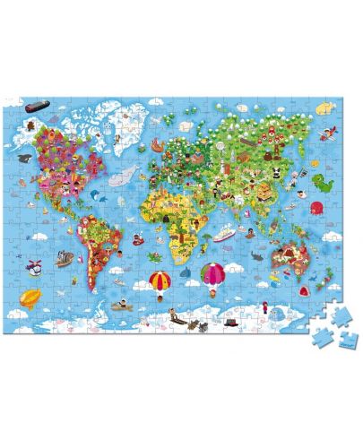 Детски пъзел в куфар Janod - Карта на света, 300 части - 4