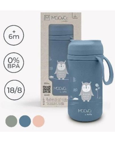 Детски термос със сламка Nuvita - 500 ml, Powder Blue - 5