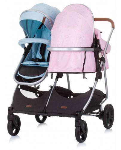 Детска количка за близнаци Chipolino - Дуо Смарт, Роза/Скай - 6