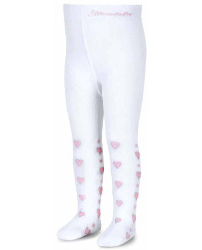 Детски памучен чорапогащник Sterntaler - С розови сърца, за момичета, 68 cm, 4-6 месеца - 1