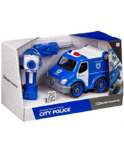 Детски комплект Raya Toys - Полицейски бус City Policе, сглобяем - 1