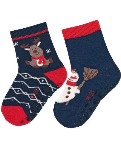 Детски чорапи с бутончета Sterntaler - Коледа, 2 чифта, 23/24, 2-3 години - 1
