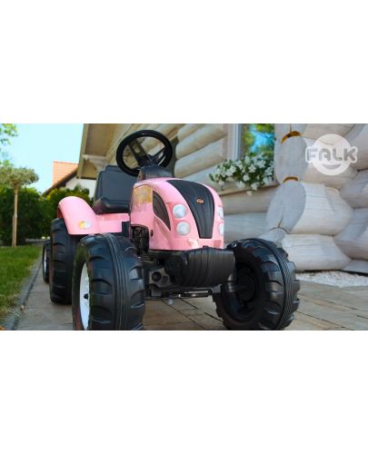  Детски трактор Falk - Country star, с ремарке и педали, розов - 5