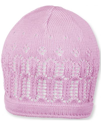 Детска плетена памучна шапка Sterntaler - 43 cm, 5-6 месеца, розова - 1