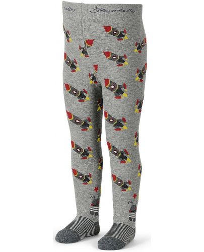 Детски памучен чорапогащник Sterntaler - Ракети, 80 cm, 8-9 месеца, сив - 1