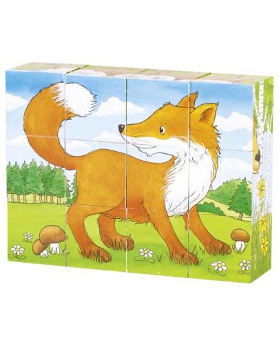 Детски дървени кубчета Goki - Горски животни - 2