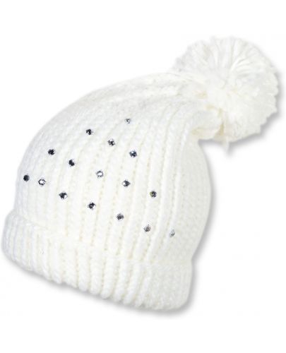 Детска плетена шапка с мъниста Sterntaler - 51 cm, 18-24 месеца, бяла - 1