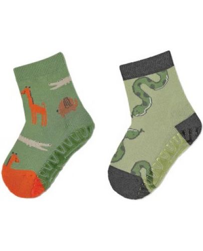 Чорапи със силиконова подметка Sterntaler - С животни, 19/20 размер, 12-18 месеца, 2 чифта - 1
