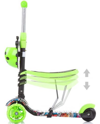Детски скутер 2 в 1 Chipolino  - Киди Ево, зелени графити - 3