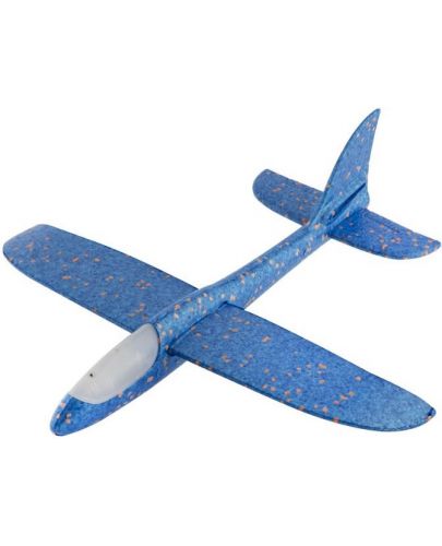 Детска играчка Grafix - Самолет от пяна със светлина, син - 1
