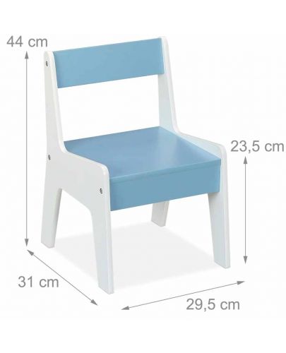 Детска дървена маса с 2 столчета и място за съхранение Ginger Home - Бяла със синьо - 5
