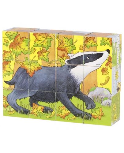 Детски дървени кубчета Goki - Горски животни - 5