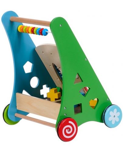 Детска дървена играчка за бутане Wooden - проходилка с активности - 2
