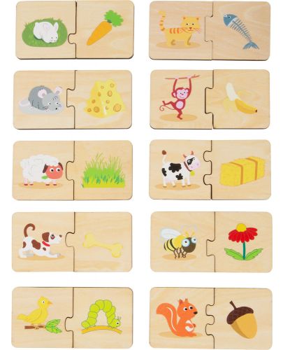 Детски дървен пъзел Small Foot - Хранене на животни, 20 части - 2