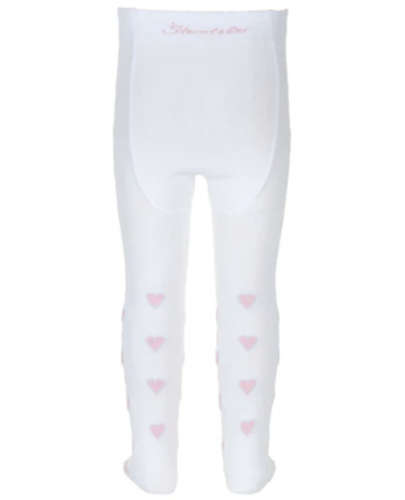 Детски памучен чорапогащник Sterntaler - На розови сърца, 62 cm, 3-4 месеца - 2