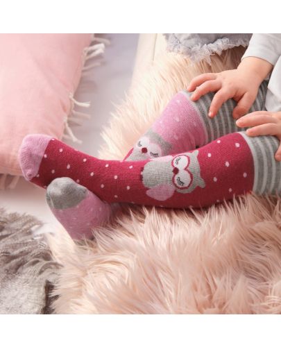 Детски чорапогащник Sterntaler - С бухалчета, 86 cm, 18-24 месеца, сив - 2
