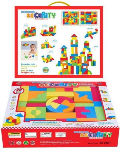 Детски комплект Raya Toys - Строителни блокчета, 80 елемента - 1