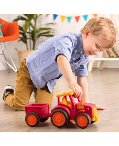 Детска играчка Battat - Трактор с ремарке, червен - 4