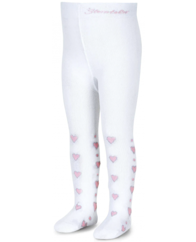 Детски памучен чорапогащник Sterntaler - На розови сърца, 62 cm, 3-4 месеца - 1