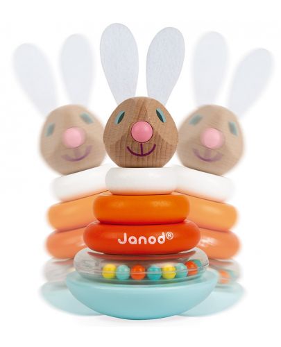 Детска играчка Janod - Зайче низанка и неваляшка - 4