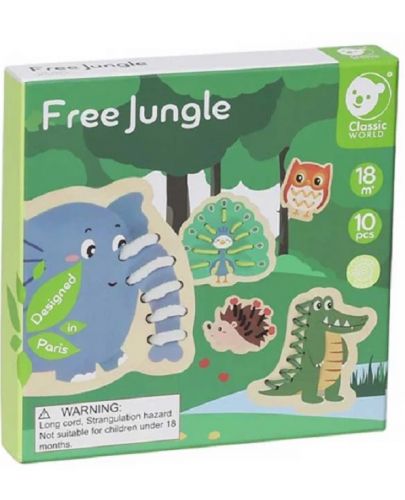 Детска игра за нанизване Classic World - Животни от джунглата - 1