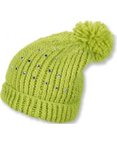 Детска плетена шапка Sterntaler - С мъниста, 55 cm, 4-7 години, светлозелена - 1