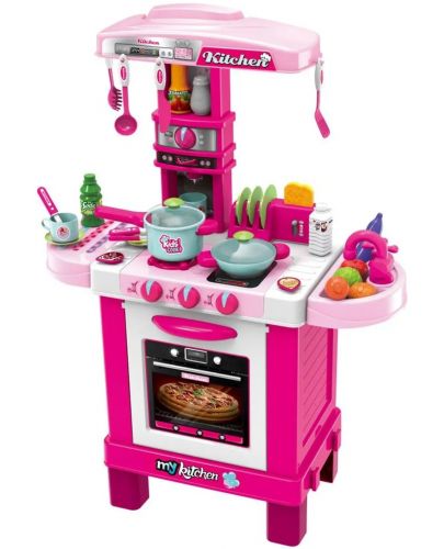 Детска кухня Raya Toys - Със светлини и звуци, розова - 1