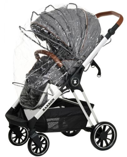 Детска количка Zizito - Barron 3 в 1, тъмносива със сребриста рамка - 4