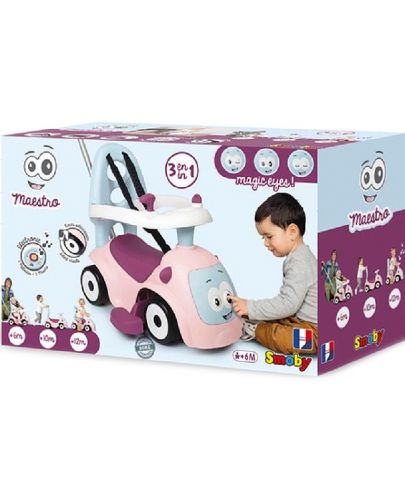 Детска кола за бутане Smoby - цикламено-розова - 2