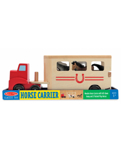Детска играчка Melissa & Doug - Дървено вагонче за коне - 1