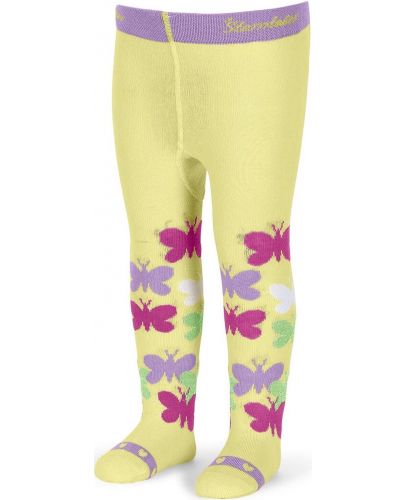 Детски памучен чорапогащник Sterntaler - С пеперуди, 74 cm, 6-7 месеца, жълт - 1