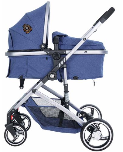 Детска количка 3 в 1 KikkaBoo Tiara - Тъмносиня, с трансформираща седалка и кошница за кола - 2