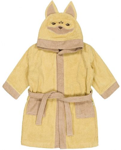 Детски халат от органичен памук Bio Baby - С лисиче, 116 cm, 6 г, жълт - 1