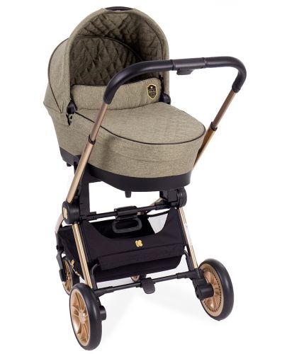 Детска количка 3 в 1 Kikka Boo Vicenza Luxury - Златиста, с кош за количка и столче за кола - 6