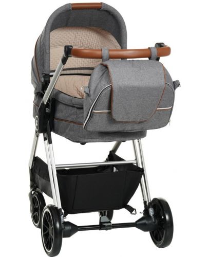 Детска количка Zizito - Barron 3 в 1, тъмносива със сребриста рамка - 9