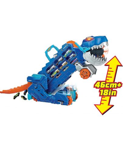 Детска играчка 2 в 1 Hot Wheels City - Автовоз T-Rex, с 2 колички - 7