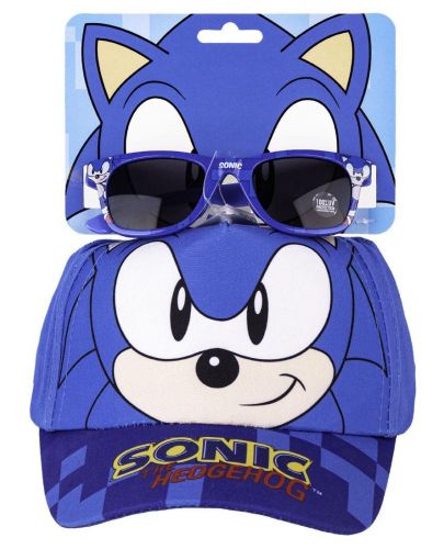 Детски комплект Cerda - Шапка и слънчеви очила, Sonic - 1