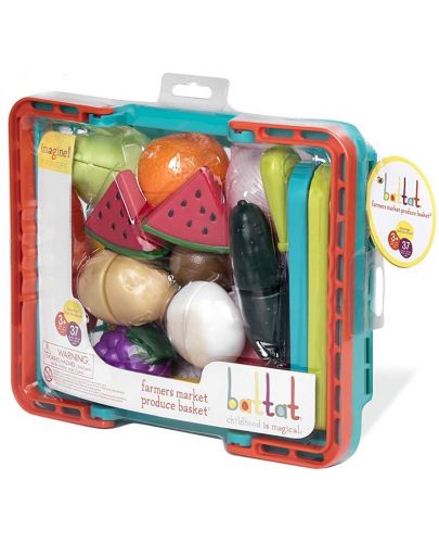 Детски комплект Battat - Кошница за пазар с плодове и зеленчуци - 4