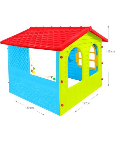 Детска къщичка Mochtoys - С дъска за рисуване, синьо зелена - 2