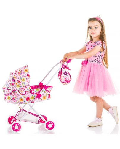 Детска количка за кукли Chipolino Ема - Цветна градинка - 2