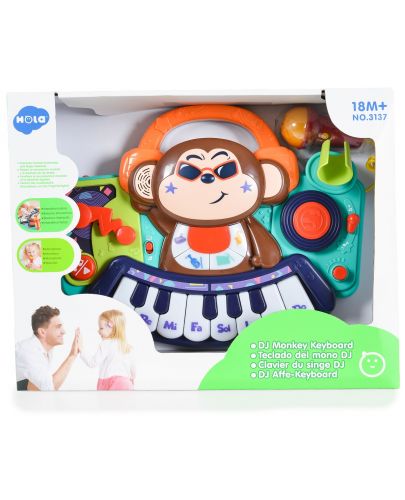 Детска играчка Hola Toys - Мини пиано с микрофон, DJ Monkey - 2