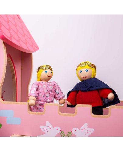 Детска дървена играчка Bigjigs - Замъкът на приказките, розов - 8