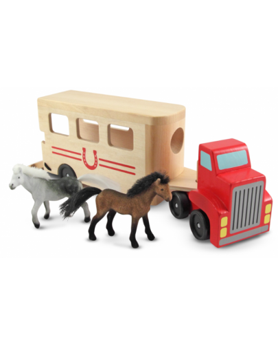 Детска играчка Melissa & Doug - Дървено вагонче за коне - 2