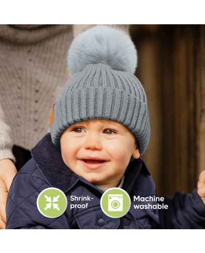 Детска зимна шапка KeaBabies - 6-36 месеца, сива, 2 броя - 7