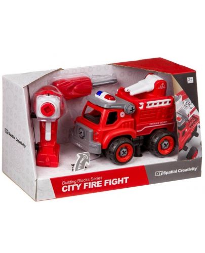 Детска играчка Raya Toys - Сглобяема пожарна кола - 1
