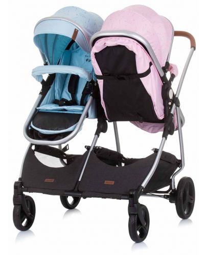 Детска количка за близнаци Chipolino - Дуо Смарт, Роза/Скай - 5