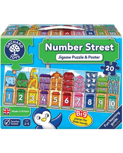 Детски пъзел Orchard Toys - Улица с номера, 20 части - 1