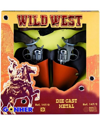 Детска играчка Gonher Wild West-  Мини револвер, 2 броя - 1